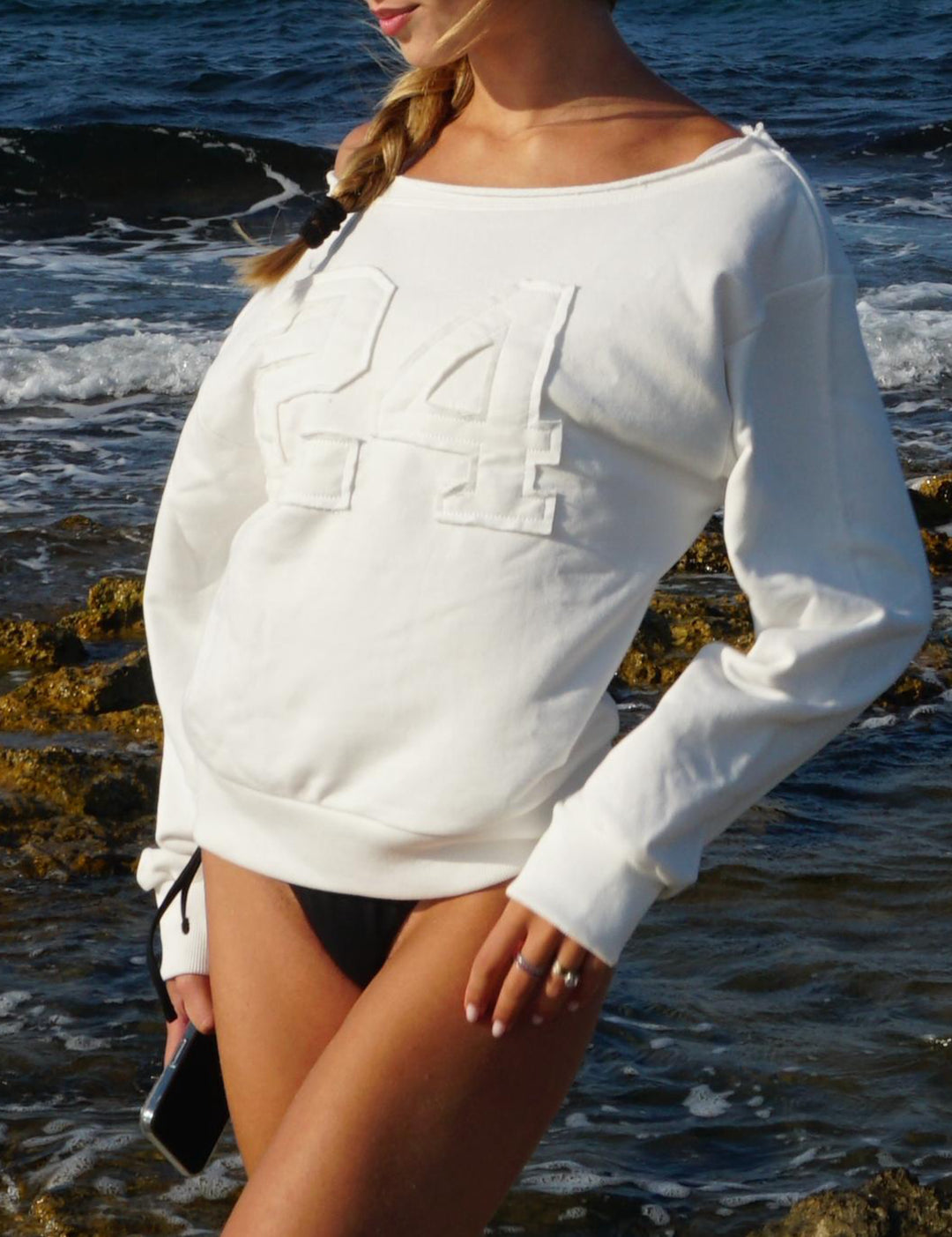 Felpa offshoulder con numero