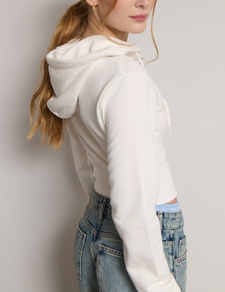 Felpa crop effetto corsetto