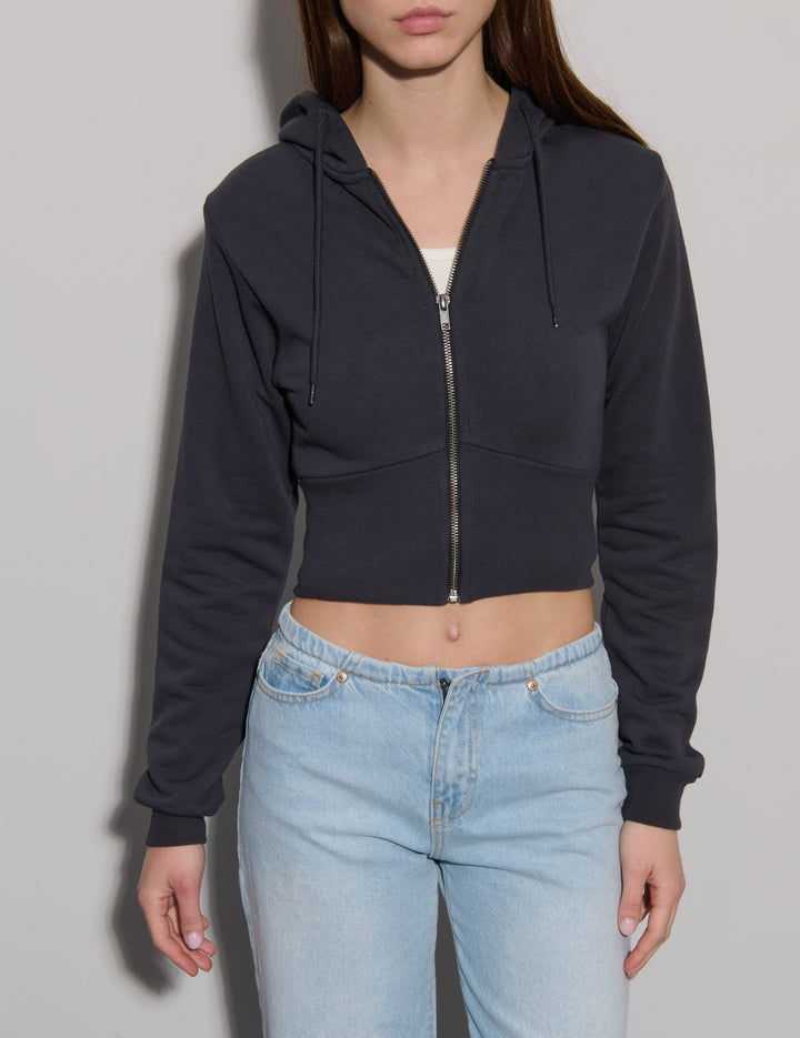 Felpa crop effetto corsetto
