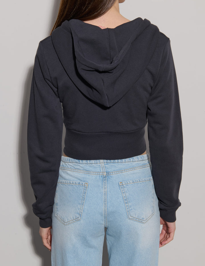 Felpa crop effetto corsetto