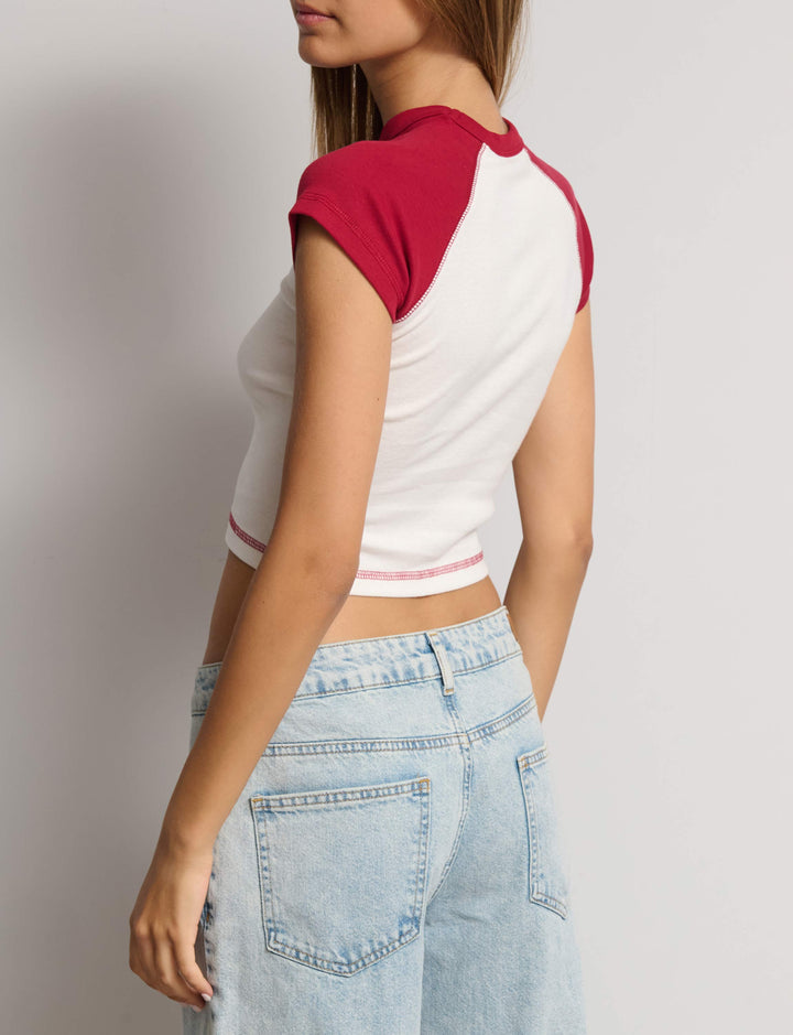 Tshirt manica bicolor stampata