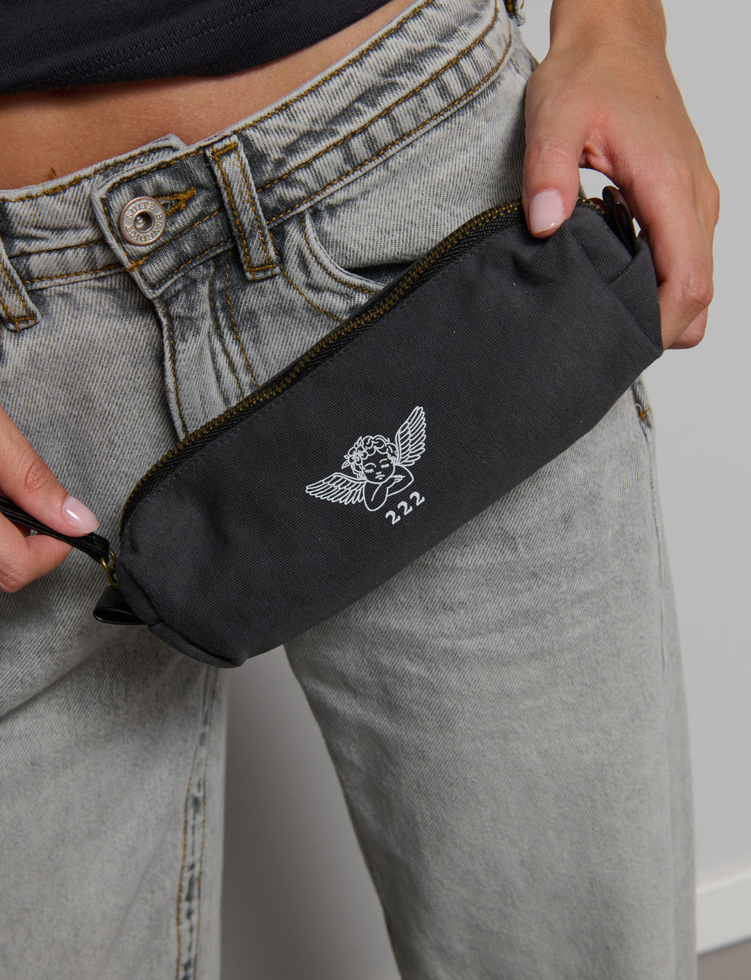 Astuccio in felpa con stampa angelo