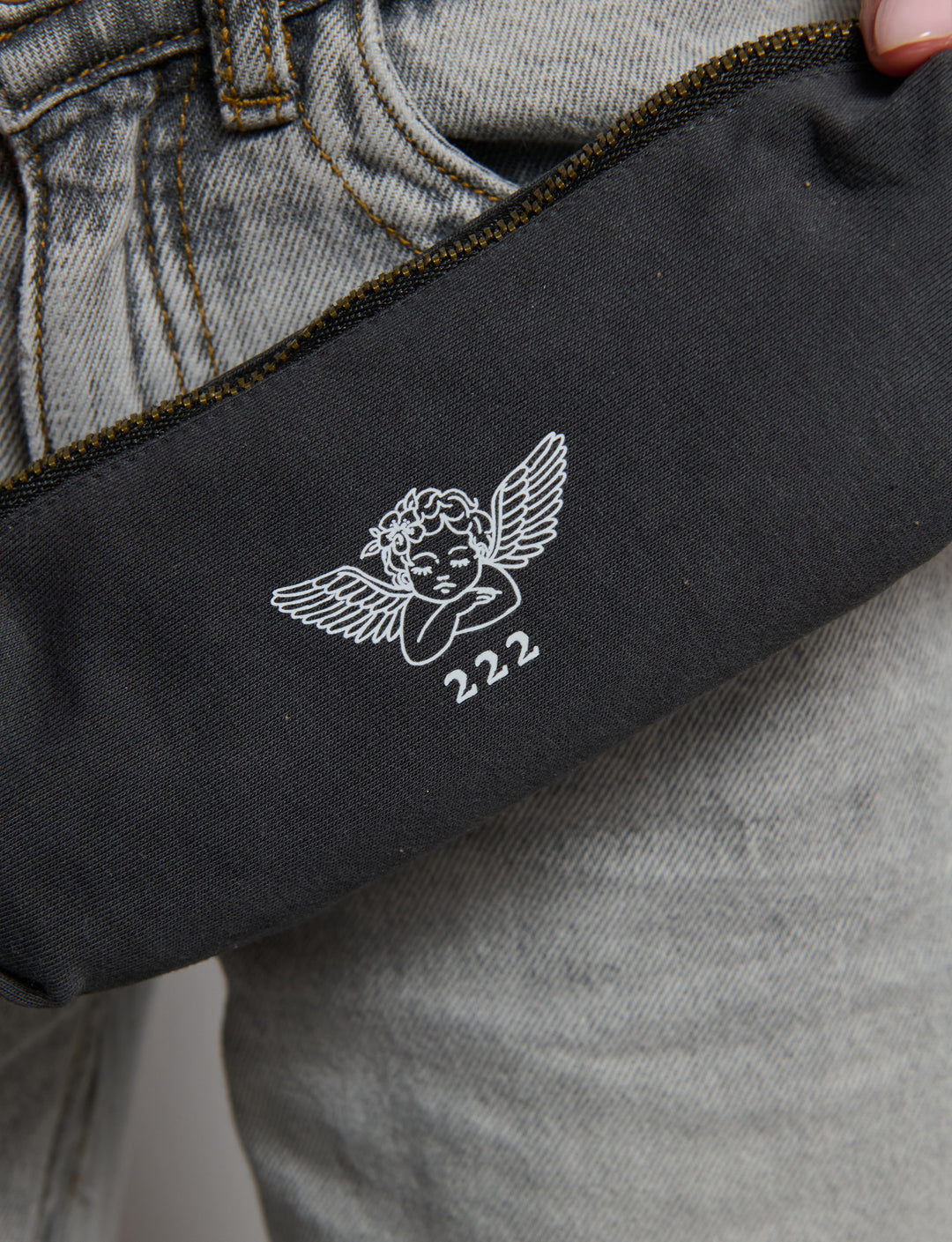 Astuccio in felpa con stampa angelo