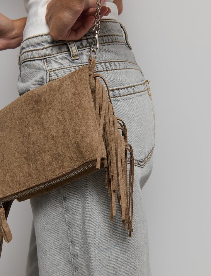 Borsa con frange e tracolla