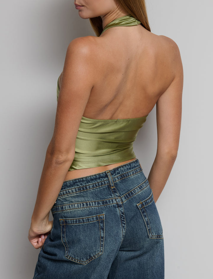 Top in lycra con scollo incrociato