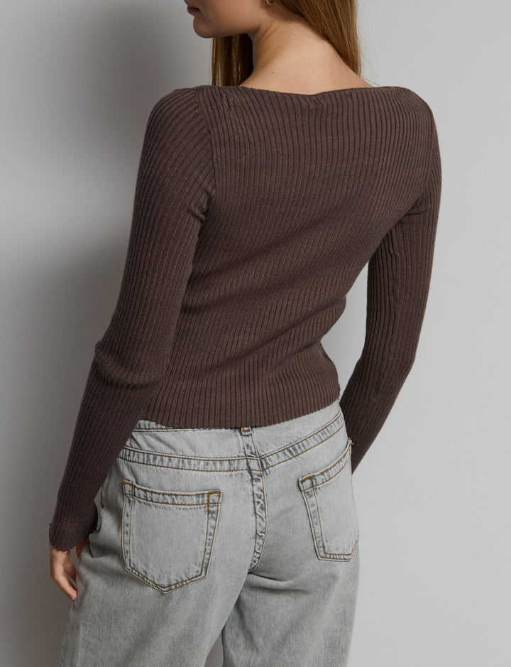 Maglia manica lunga a costine