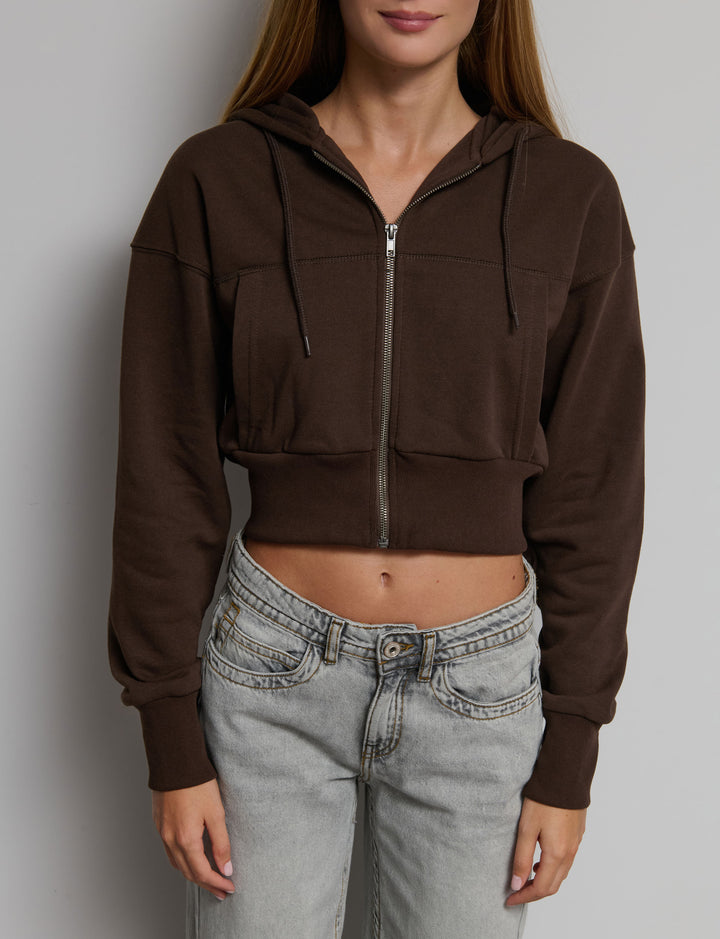 Felpa con cappuccio crop