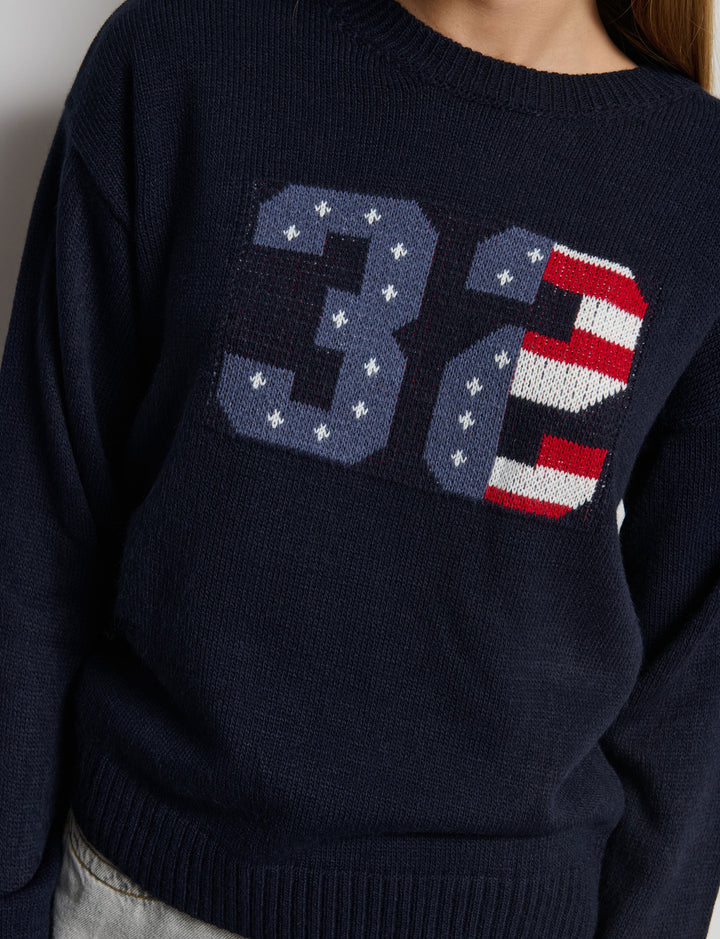 Maglione intarsio numero bandiera