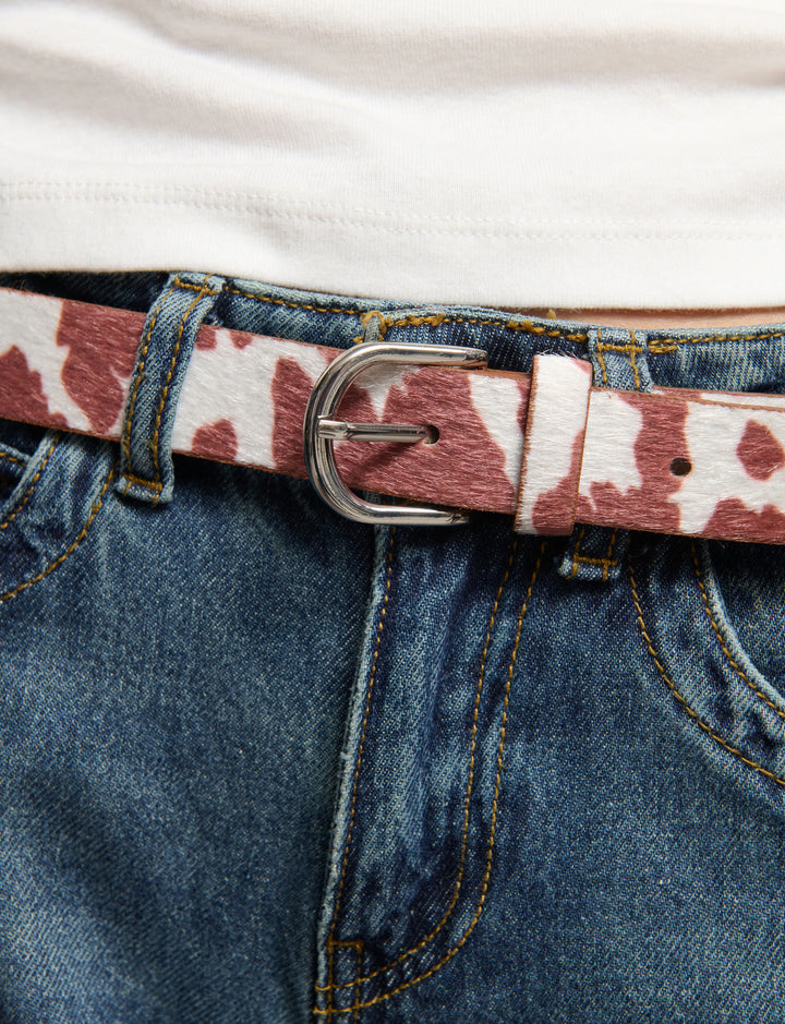 Cintura effetto cavallino fantasia muccata