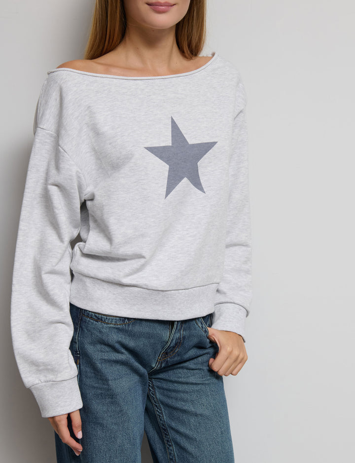 Felpa offshoulder con stampa