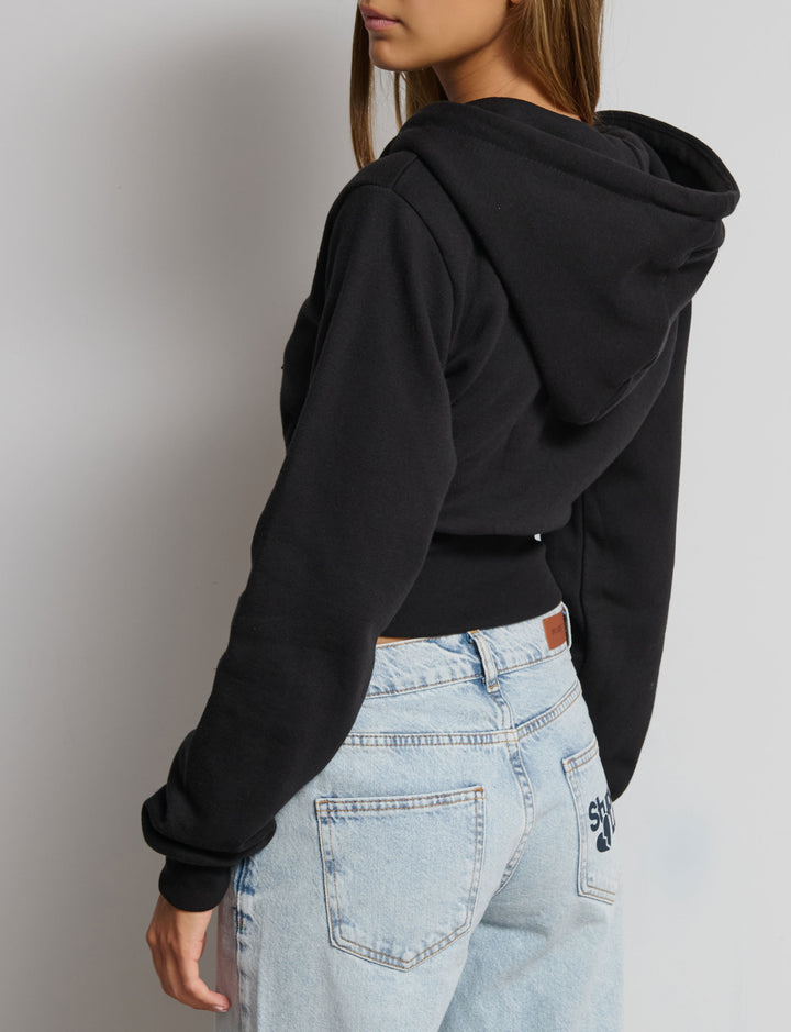 Felpa crop effetto corsetto