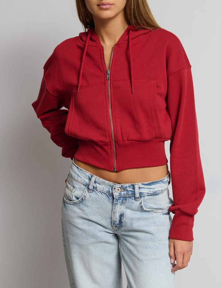 Felpa con cappuccio crop