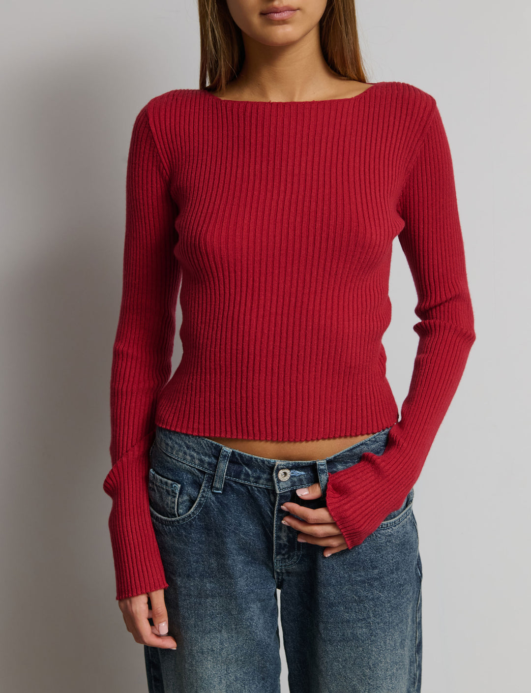 Maglia manica lunga a costine