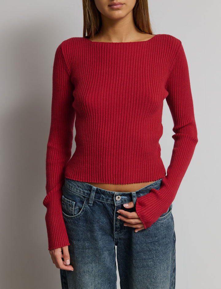 Maglia manica lunga a costine