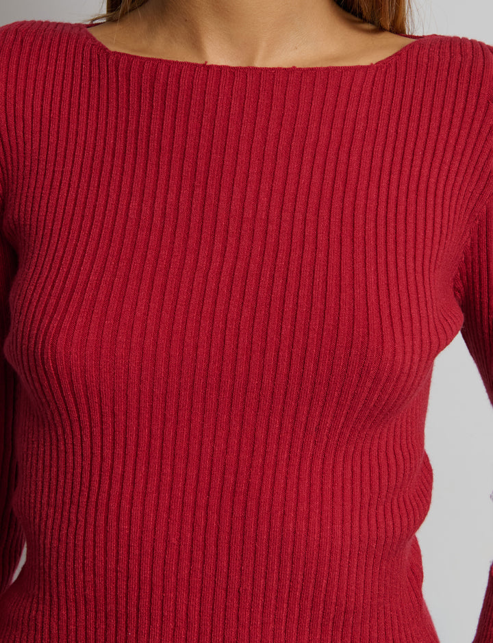 Maglia manica lunga a costine