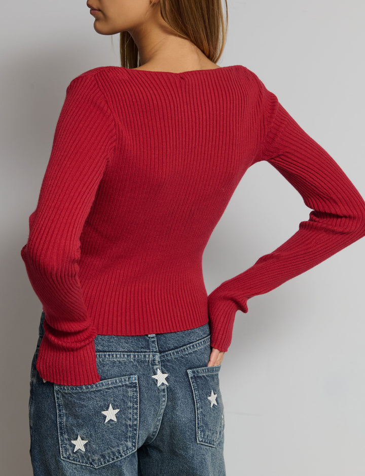 Maglia manica lunga a costine