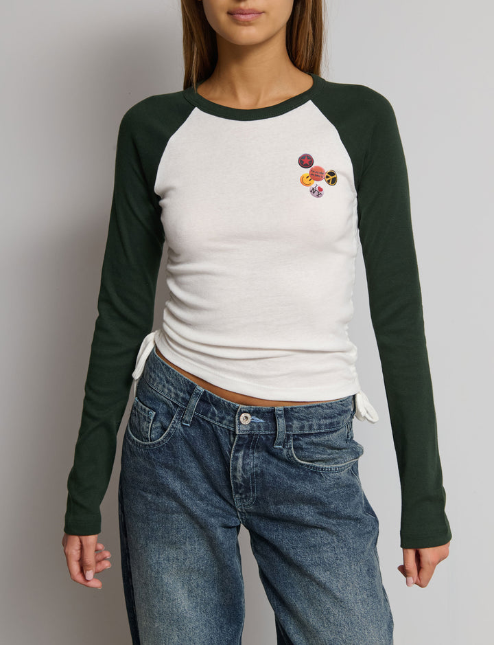 T-shirt raglan stampata