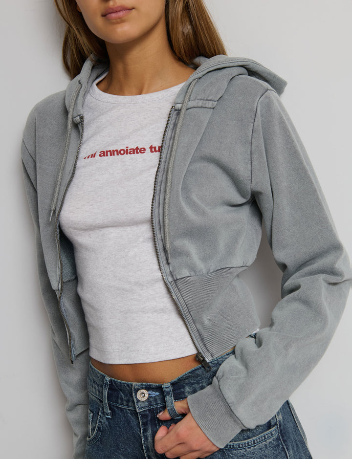 Felpa crop effetto corsetto