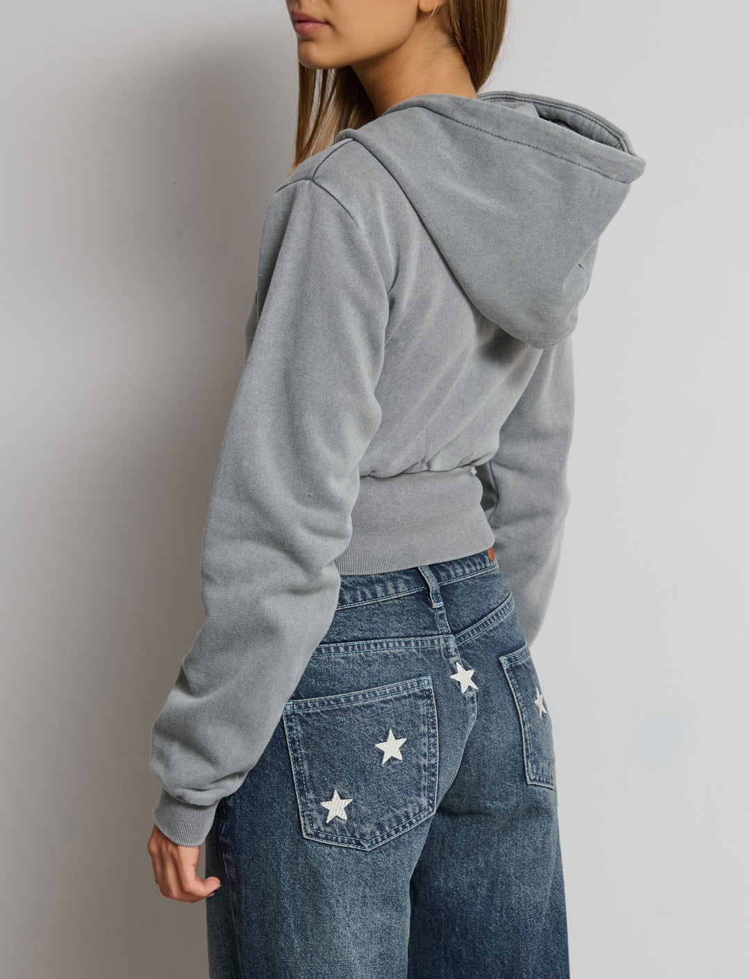 Felpa crop effetto corsetto