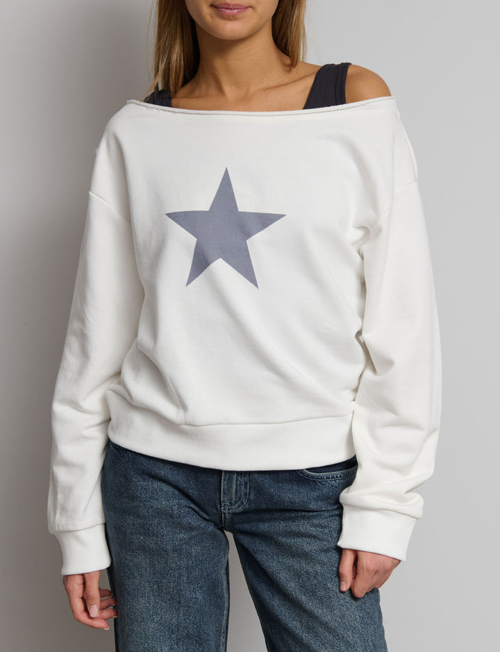 Felpa offshoulder con stampa