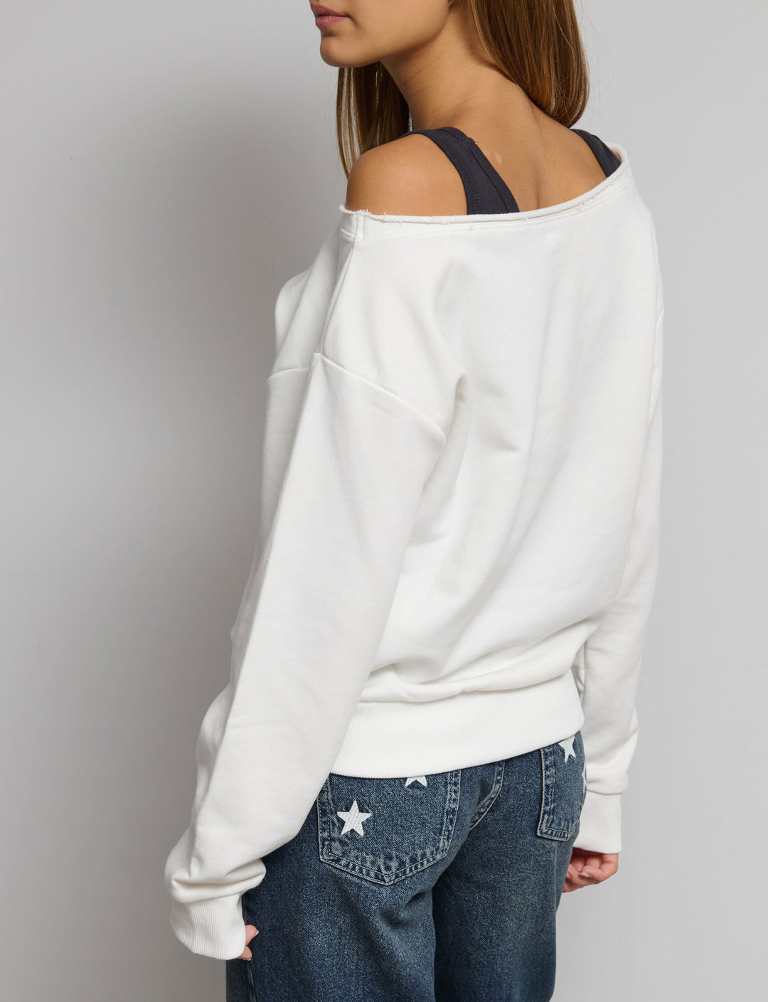 Felpa offshoulder con stampa