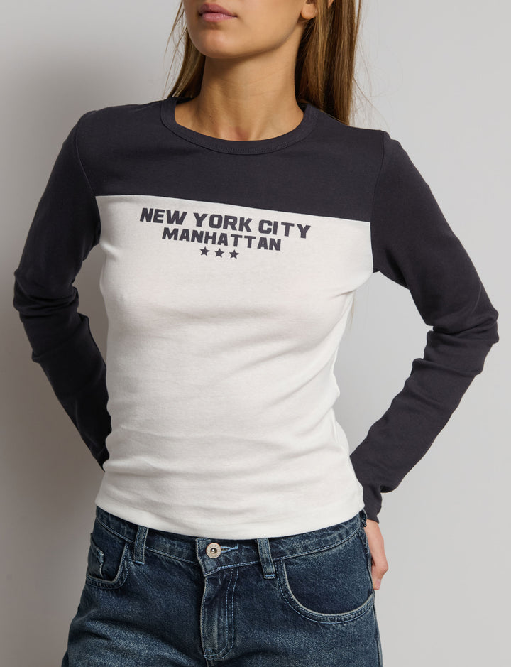 T-shirt bicolore stampata