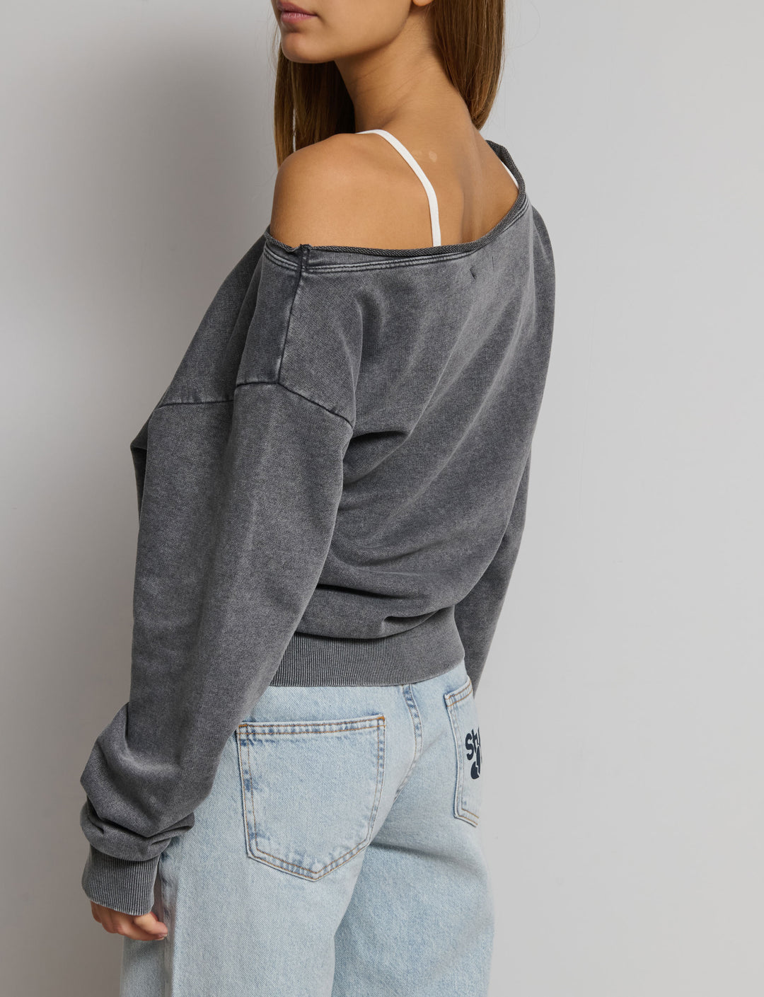 Felpa offshoulder con stampa