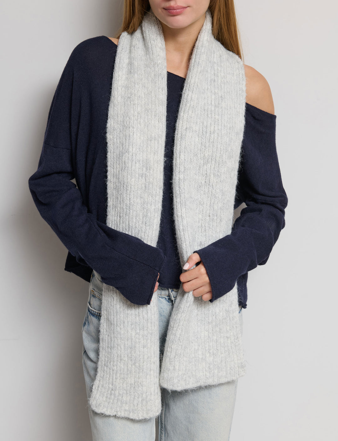 Sciarpa maxi tinta unita a coste