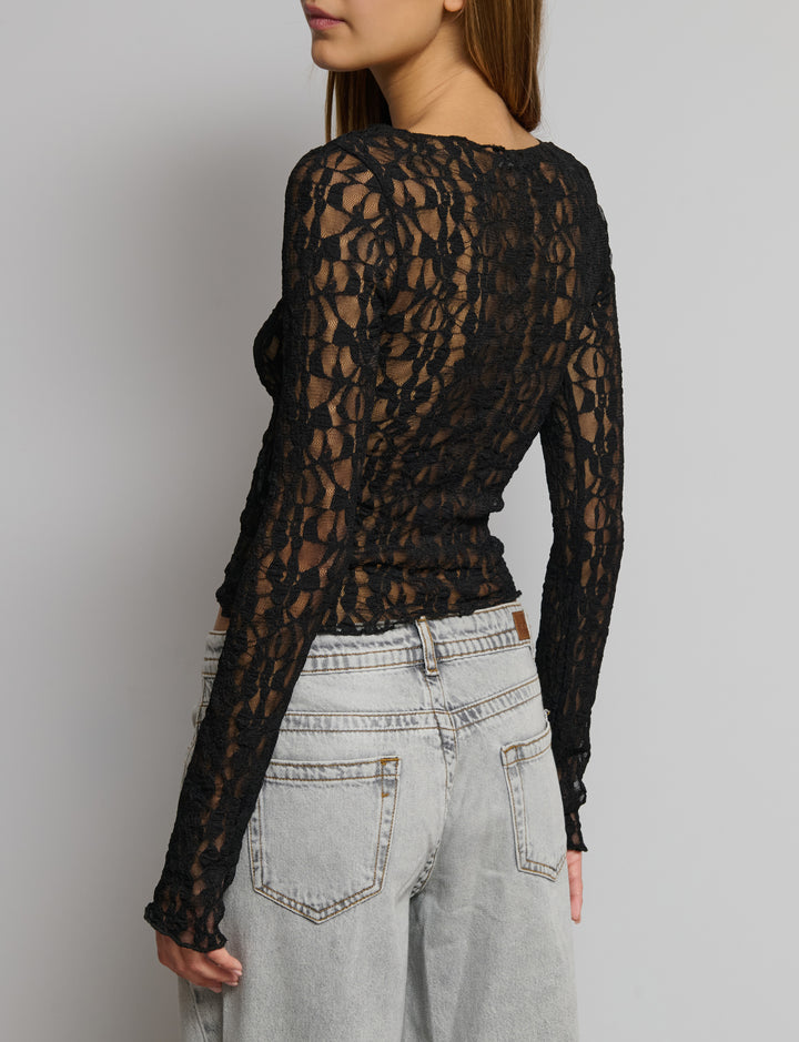 Top pizzo manica lunga