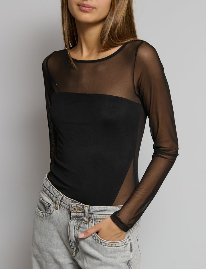 Body manica lunga in rete