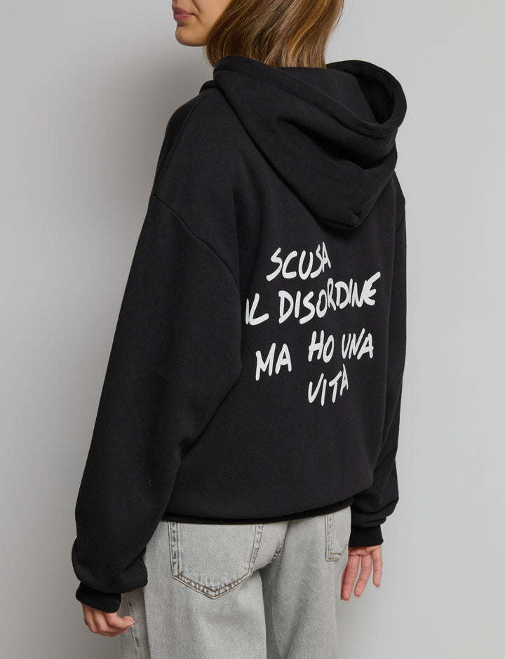Felpa stampata oversize con zip