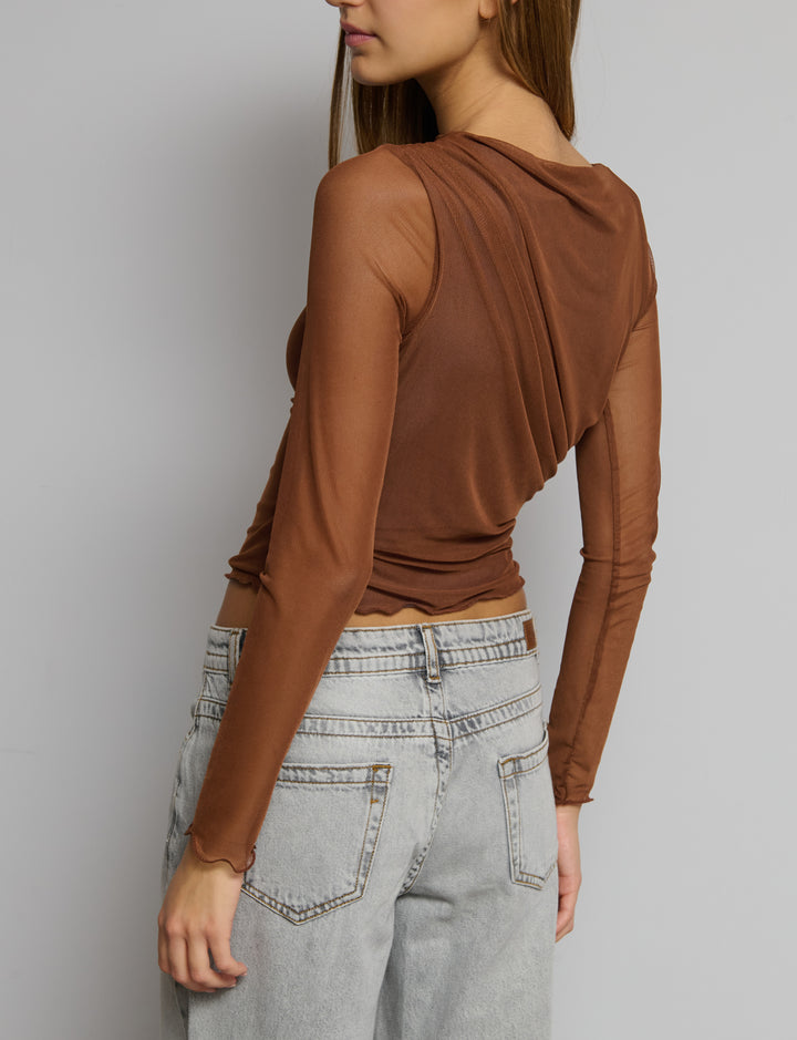 Top in rete con trasparenze