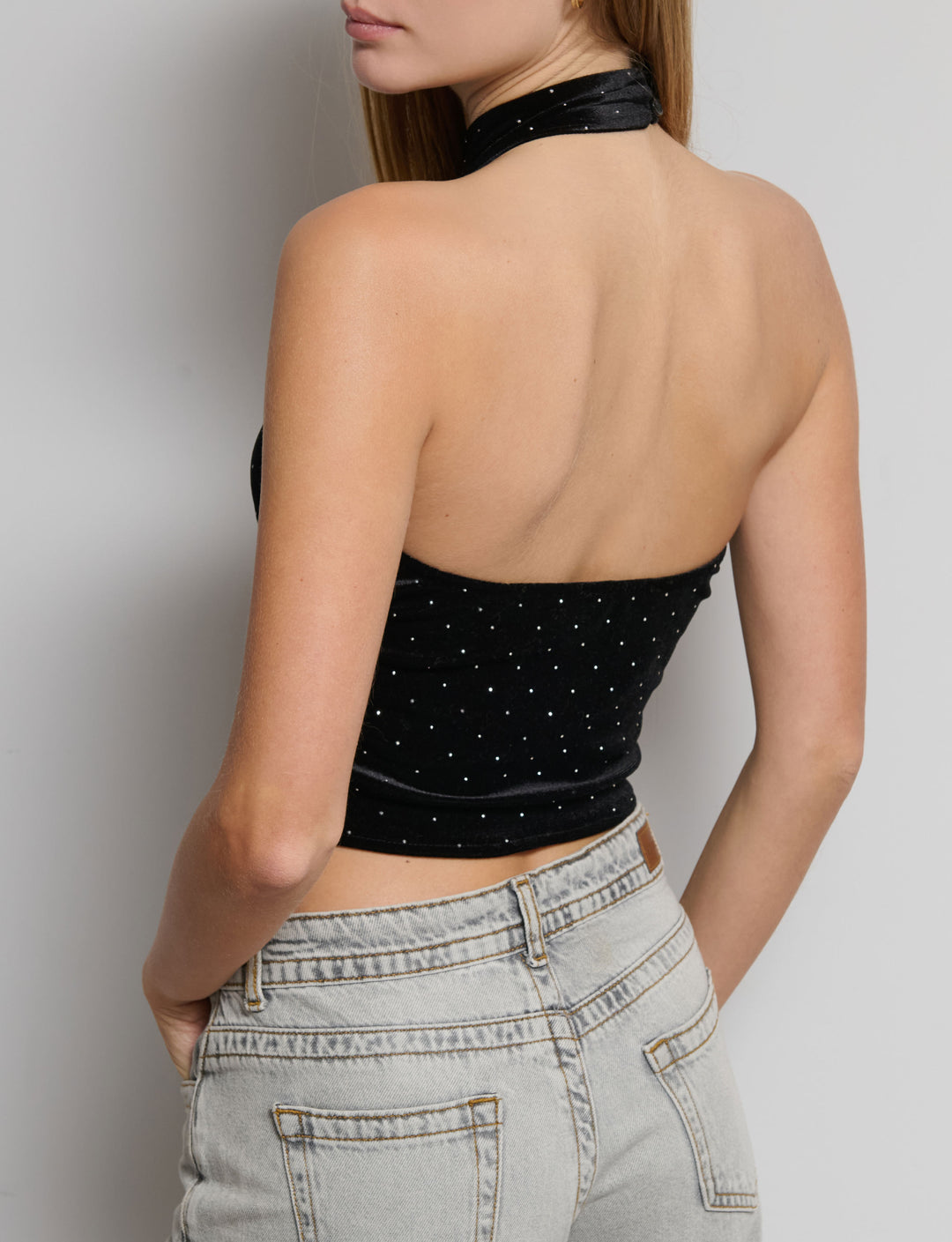 Top in ciniglia con strass