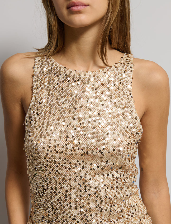 Top in rete con paillettes