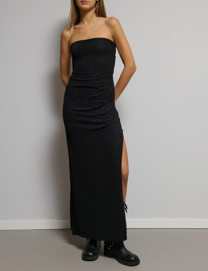 Abito lungo in tessuto glitter
