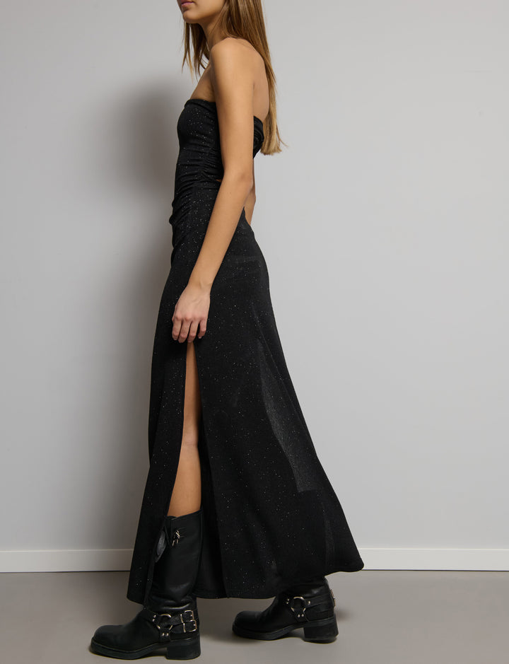 Abito lungo in tessuto glitter
