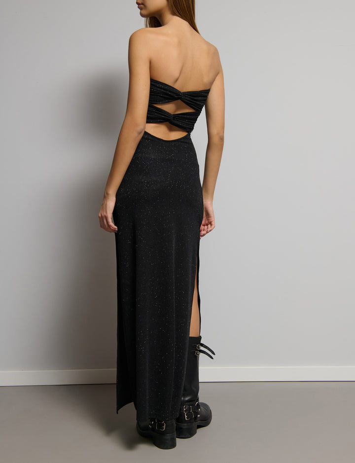 Abito lungo in tessuto glitter