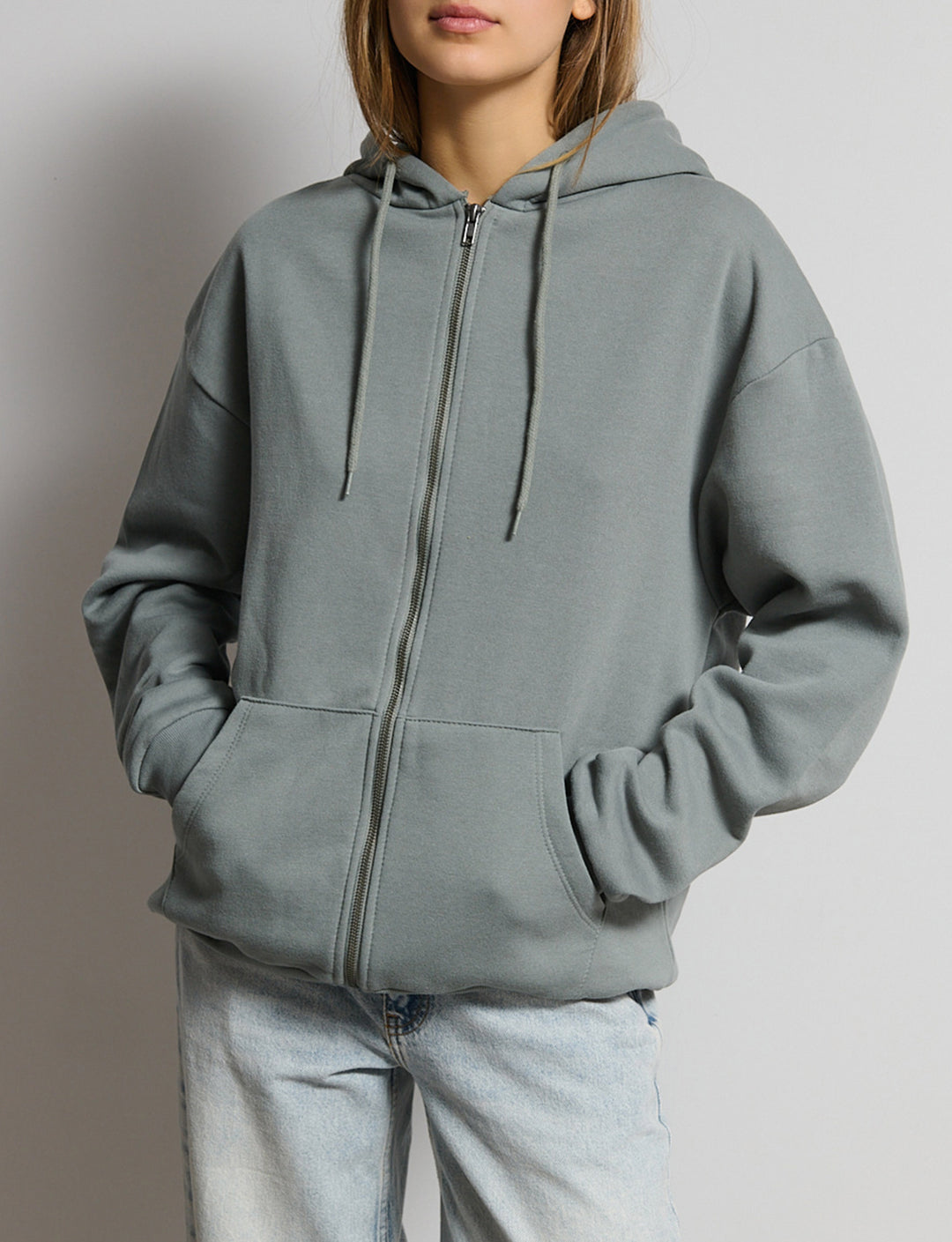 Felpa stampata oversize con zip