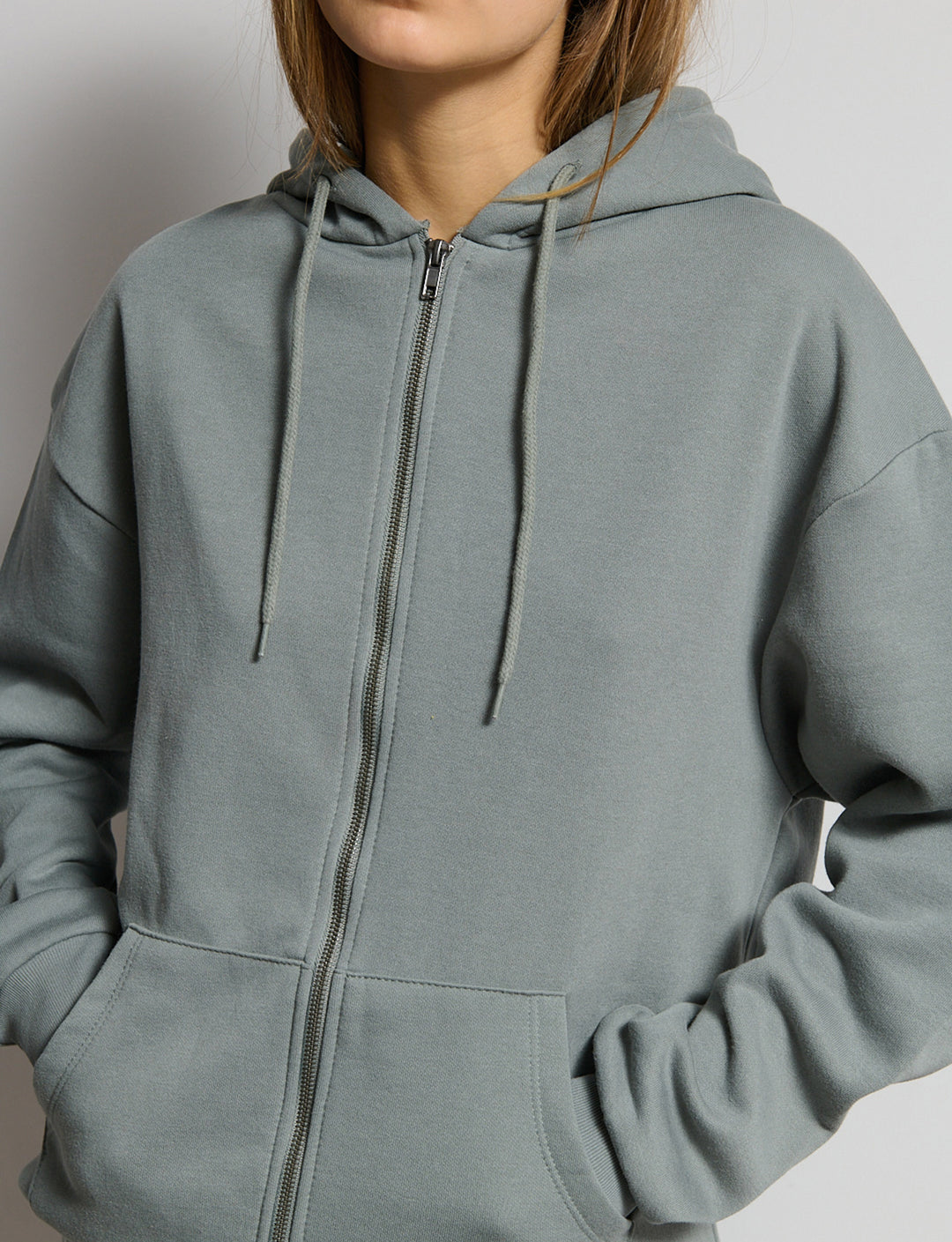 Felpa stampata oversize con zip