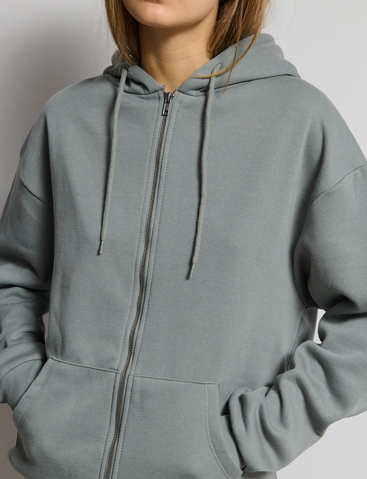 Felpa stampata oversize con zip