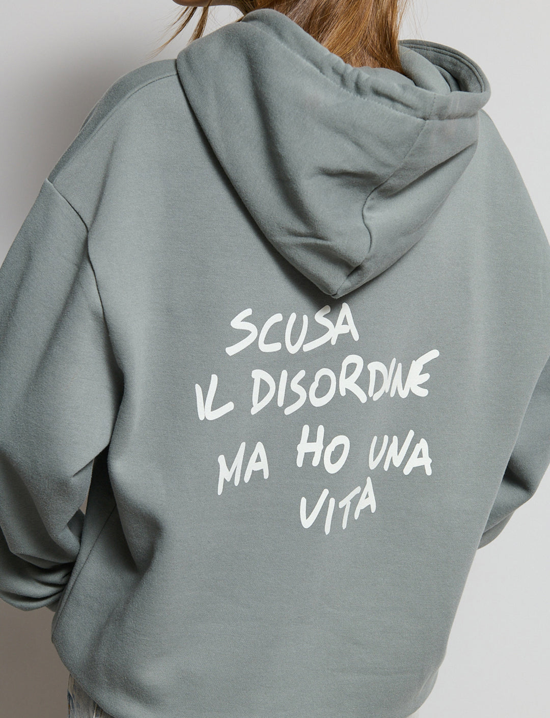 Felpa stampata oversize con zip