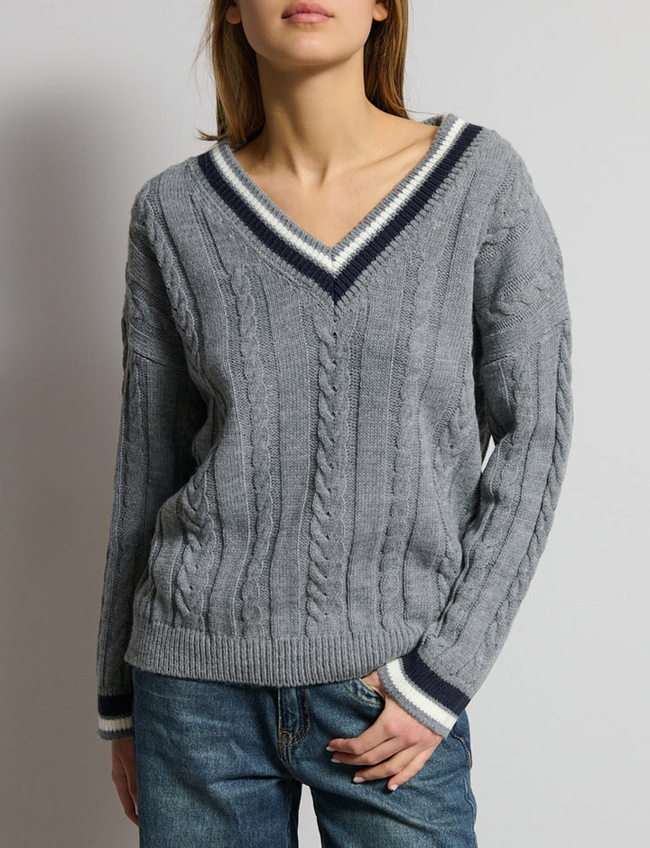 Maglione college con scollo a V