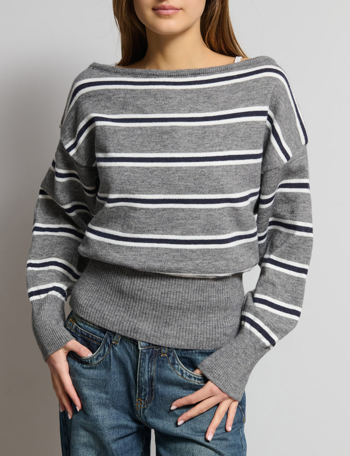 Maglione off-shoulder a righe