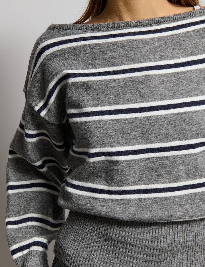 Maglione off-shoulder a righe