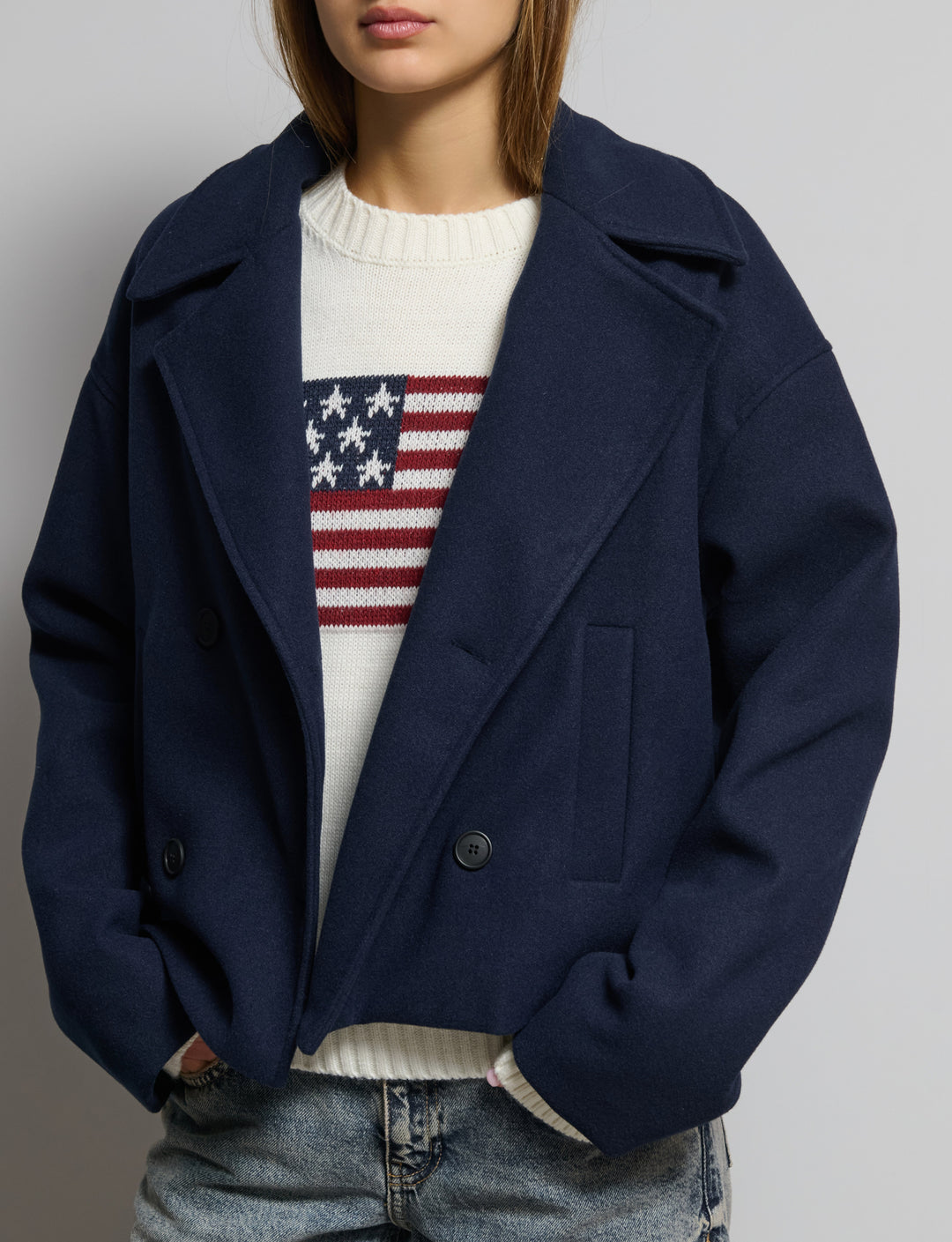 Cappotto corto doppio-petto