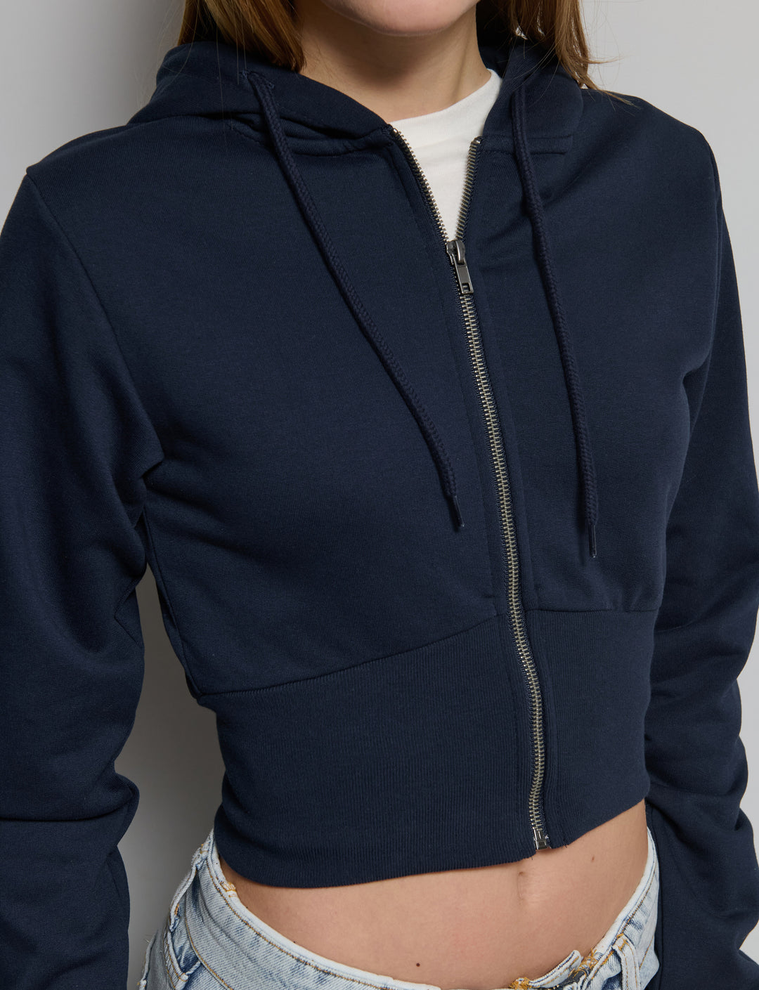 Felpa crop effetto corsetto