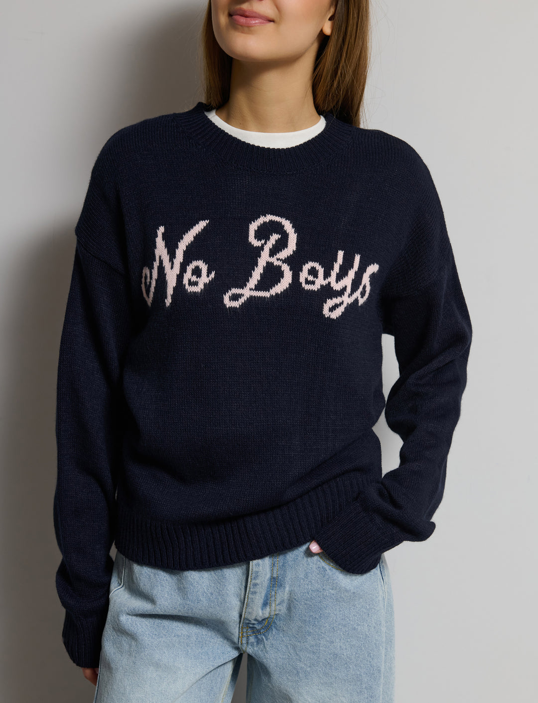 Maglione intarsio scritta