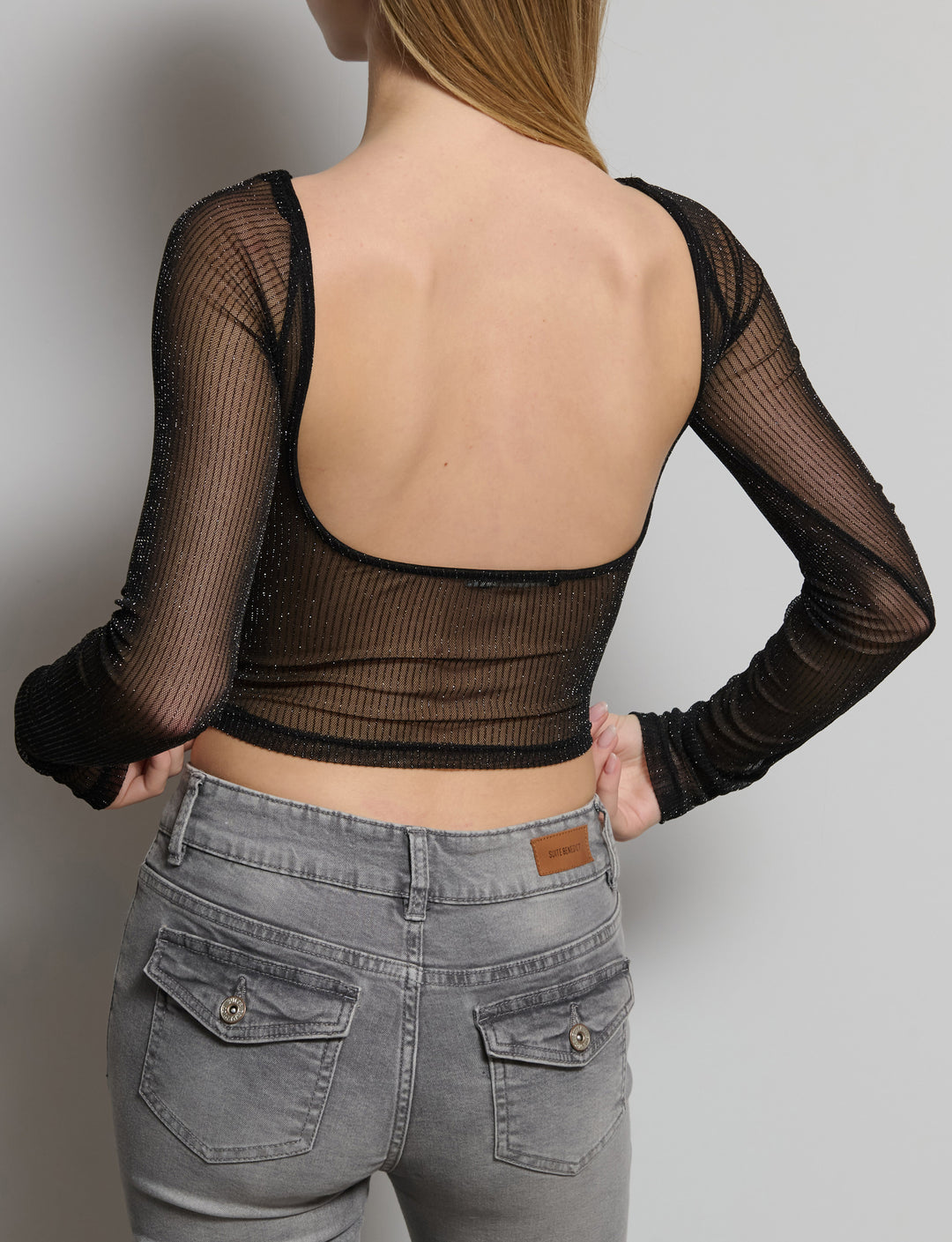 Top manica lunga in rete lurex