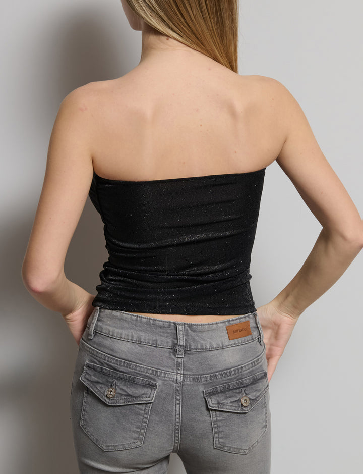 Top a fascia in tessuto lurex