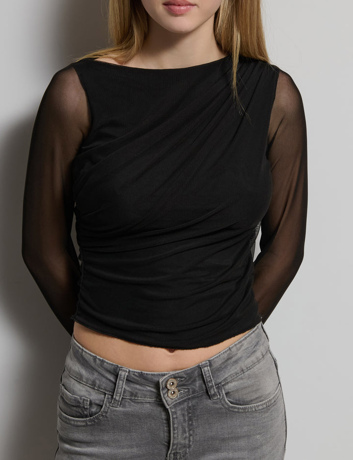 Top in rete con trasparenze